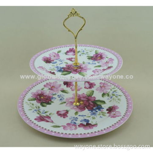 Porcelain 2-tier Cake Stand, Vintage and Water Painting Design, More Flowers Available, Ideal Gift
